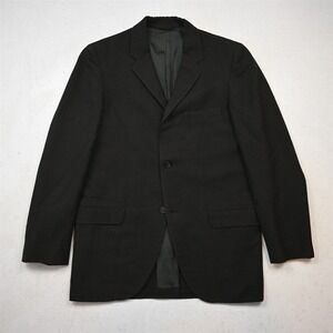 Vtg USA Made 38S Dark Green Gray Flannel Wool Mens Blazer Suit Jacket Sport Coat